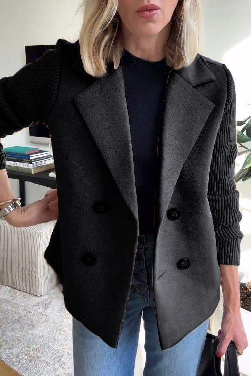 Lou - Patchwork Sleeve Casual Coat