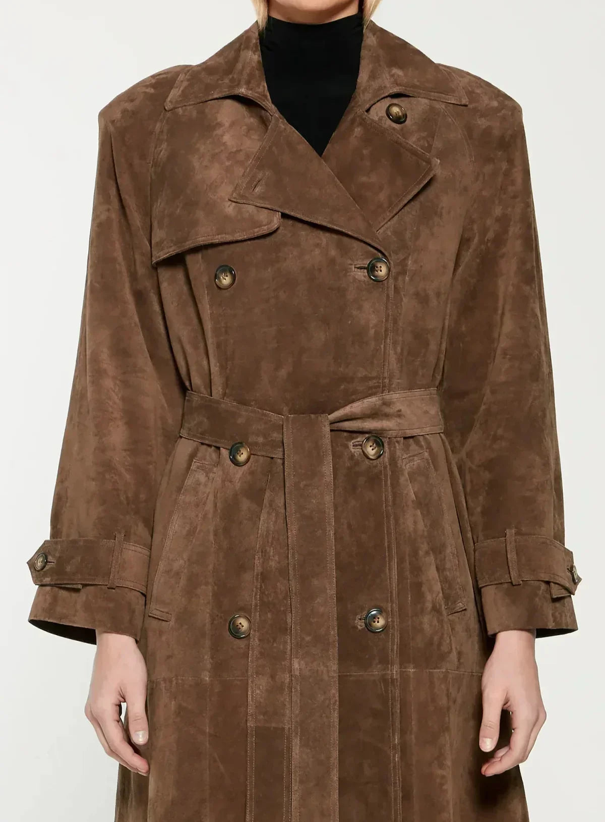 EFLOW - Luxurious Suede Trench Coat