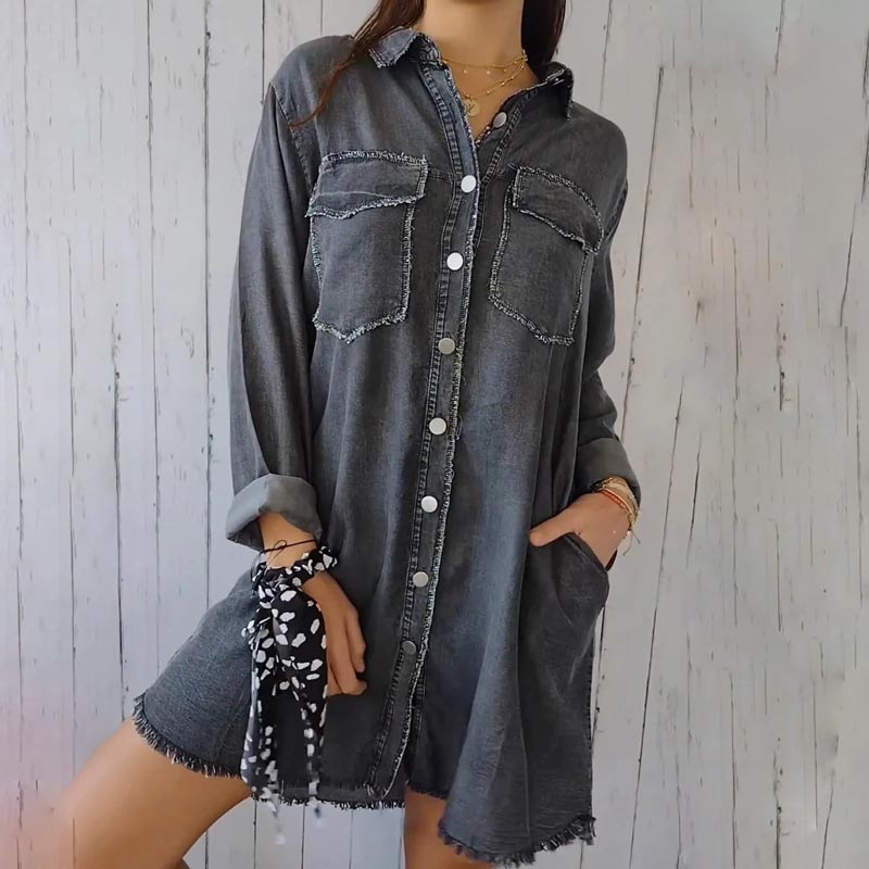 Hazel - Oversized Denim Shirt