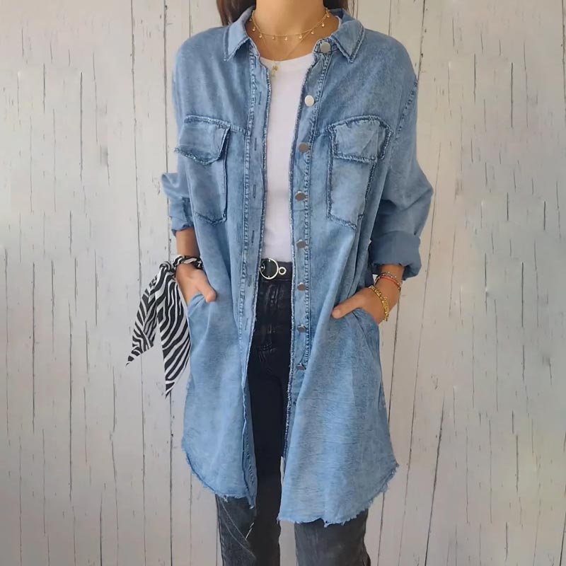 Hazel - Oversized Denim Shirt